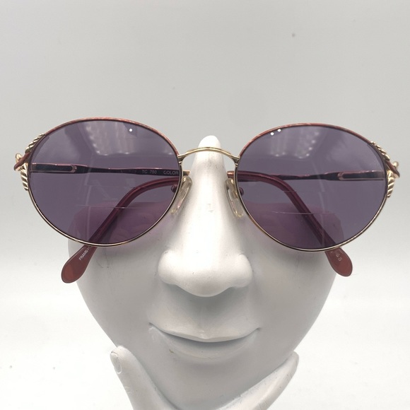 Silver Dollar Accessories - Vintage Silver Dollar Brown Gold Oval Sunglasses Frames TC750